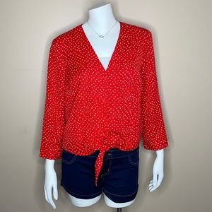 VIXBE Red Polka Dot Cropped Blouse